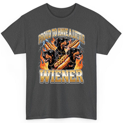 Proud to Have a Little Wiener dachshund T-Shirt Dark Heather product mockup