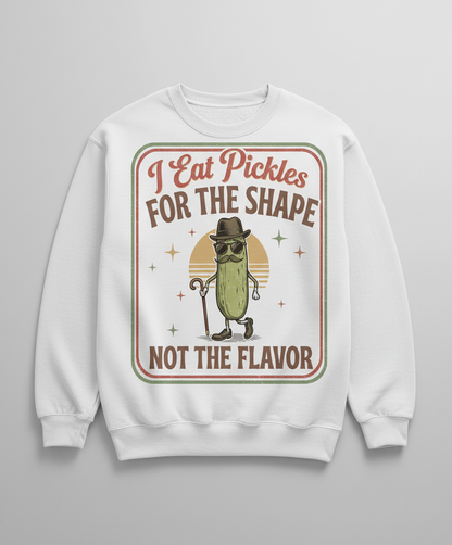 Funny Pickle I Eat Pickles For The Shape Retro Design Sweatshirt - White