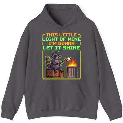 THIS LITTLE LIGHT OF MINE I'M GONNA LET IT SHINE Raccoon Hoodie Charcoal product mockup