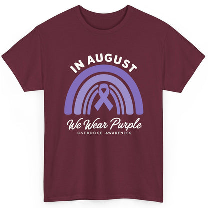 In August We Wear Purple Overdose Awareness overdose awareness T-Shirt Maroon product mockup