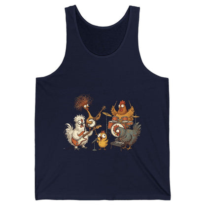 Chicken Rock Band chicken rock band Tank Top Navy product mockup