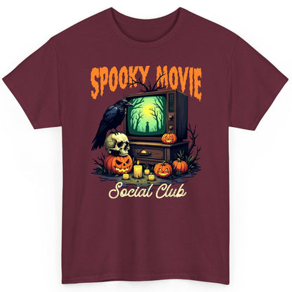 Spooky Movie Social Club Halloween T-Shirt Maroon product mockup