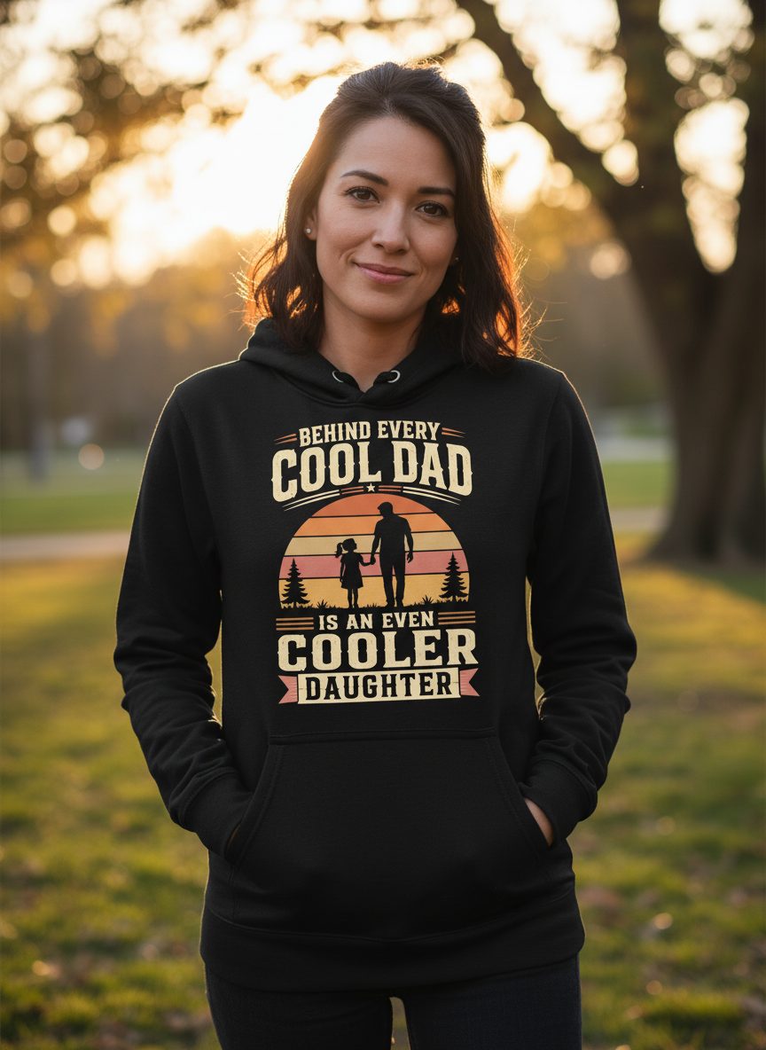 Behind Every Cool Dad Is an Even Cooler Daughter father and daughter Hoodie Black lifestyle mockup