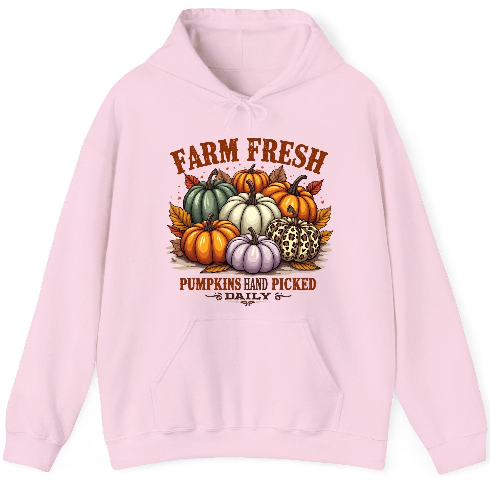 Farm Fresh Pumpkins Hand Picked Daily autumn pumpkins Hoodie Light Pink product mockup
