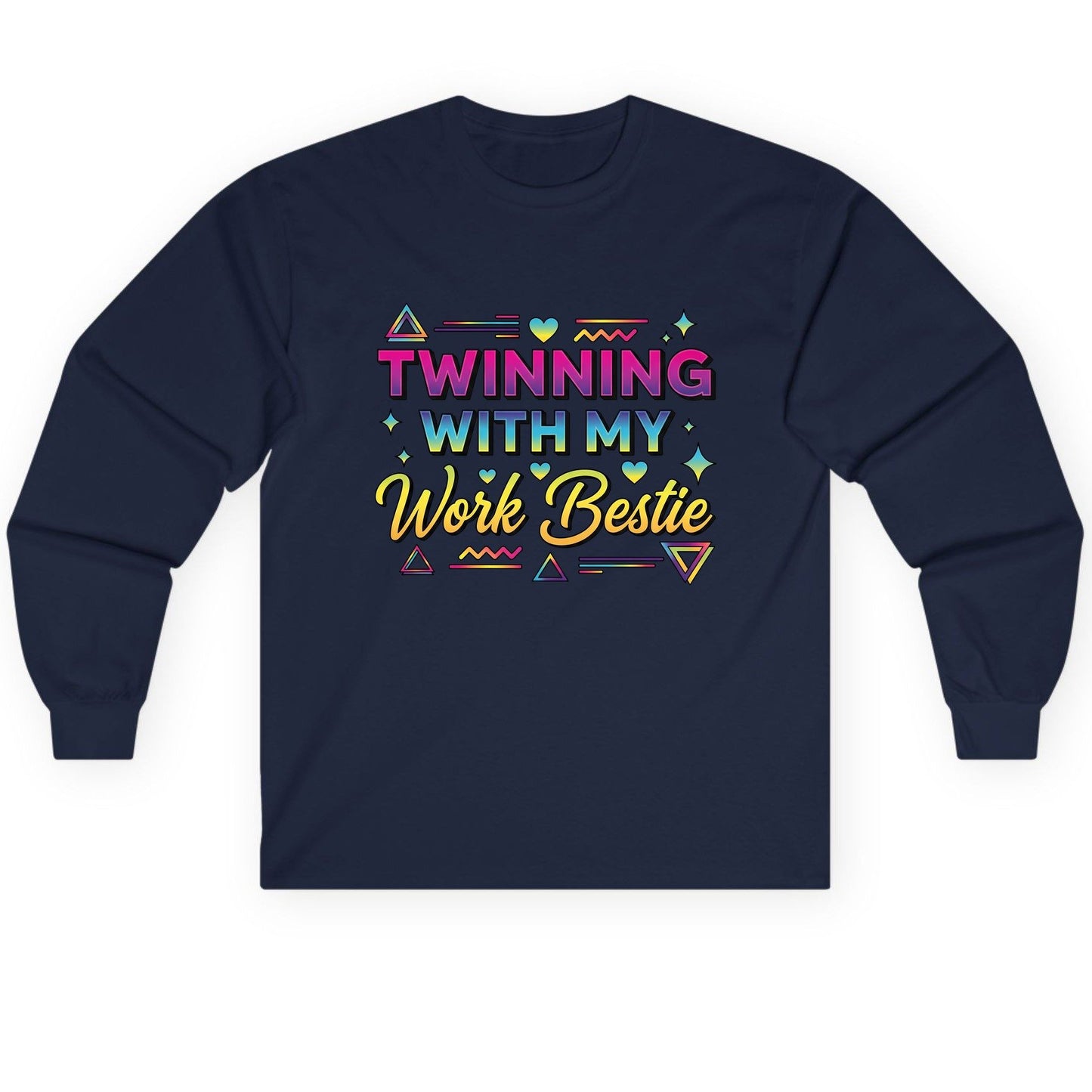 Twinning with My Work Bestie work bestie Long Sleeve Tee Navy product mockup