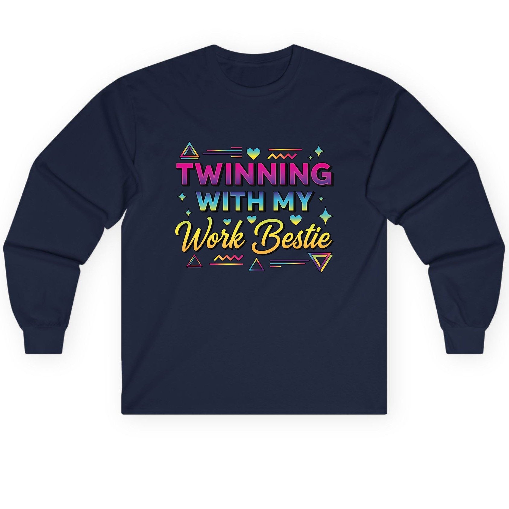 Twinning with My Work Bestie work bestie Long Sleeve Tee Navy product mockup
