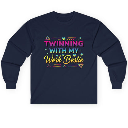 Twinning with My Work Bestie work bestie Long Sleeve Tee Navy product mockup
