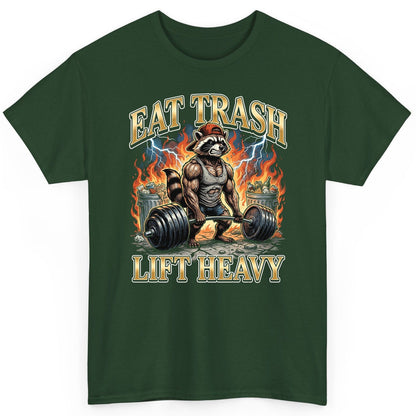 Eat Trash Lift Heavy raccoon T-Shirt Forest Green product mockup