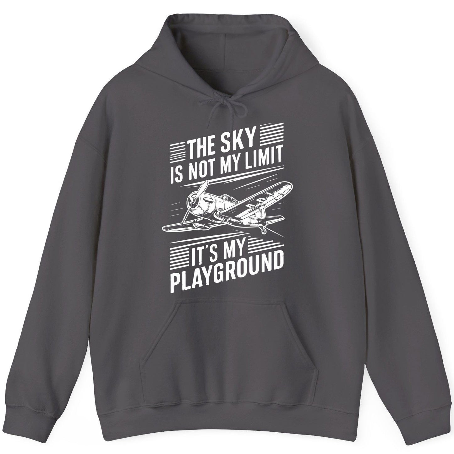 The Sky Is Not My Limit It's My Playground vintage airplane Hoodie Charcoal product mockup