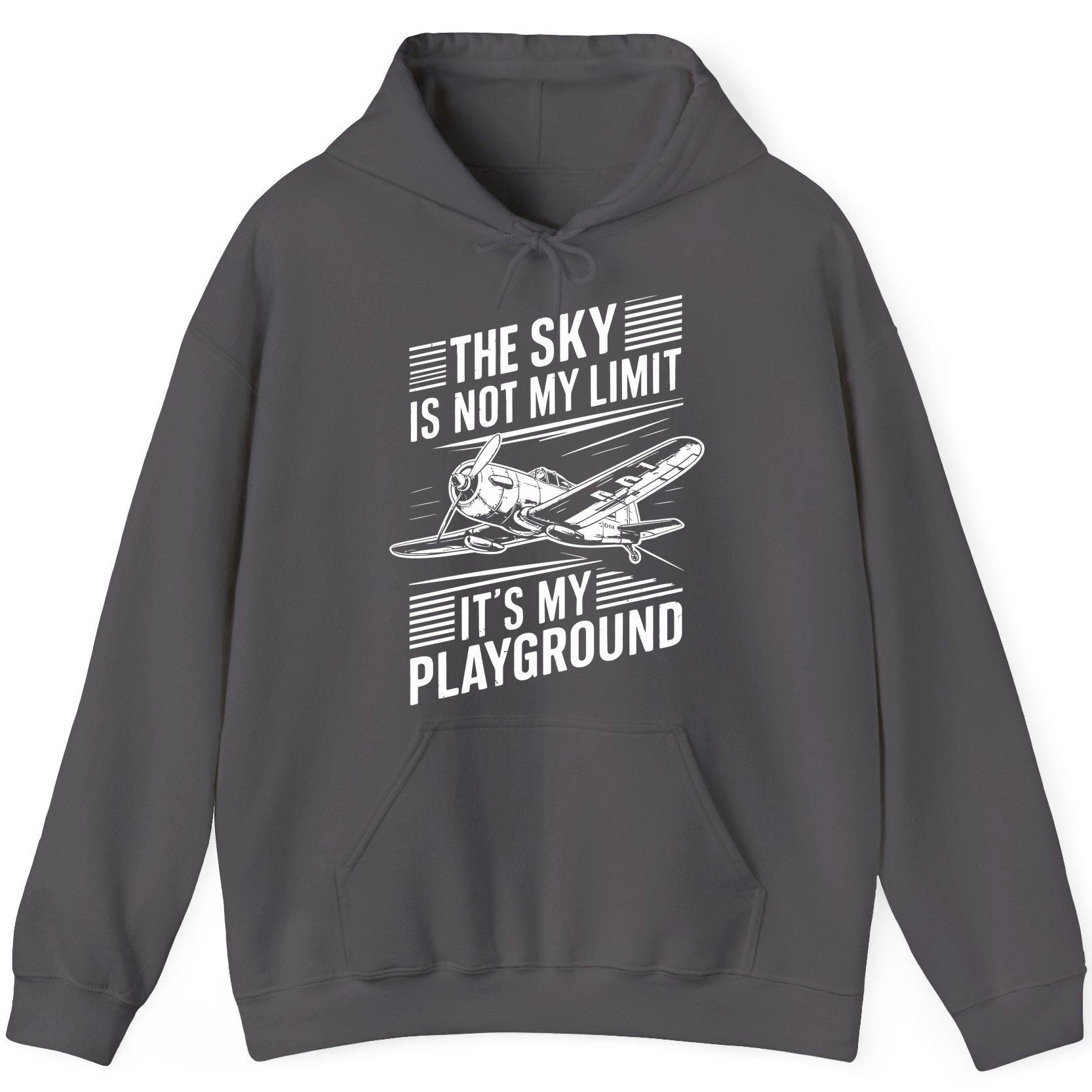 The Sky Is Not My Limit It's My Playground vintage airplane Hoodie Charcoal product mockup