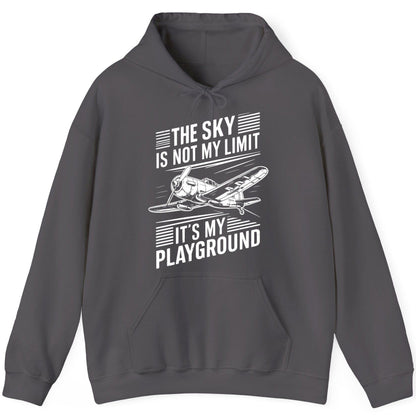 The Sky Is Not My Limit It's My Playground vintage airplane Hoodie Charcoal product mockup