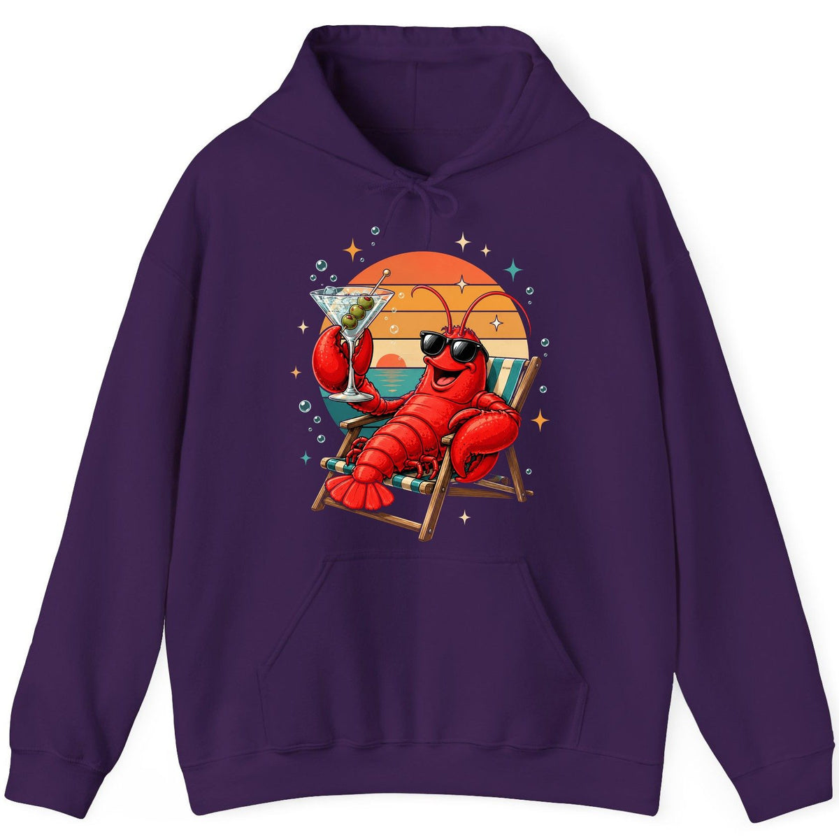 Funny Lobster Drinking Martini lobster Hoodie Purple product mockup