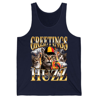 Greetings HUZZ Funny Cats Tank Top - product mockup - Navy