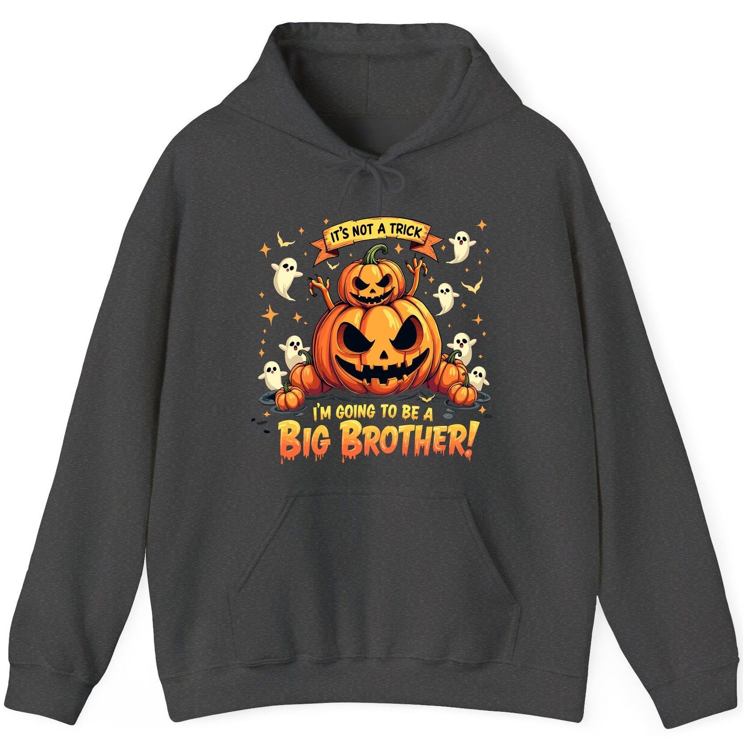 It's Not a Trick I'm Going to Be a Big Brother! Halloween big brother announcement Hoodie Dark Heather product mockup