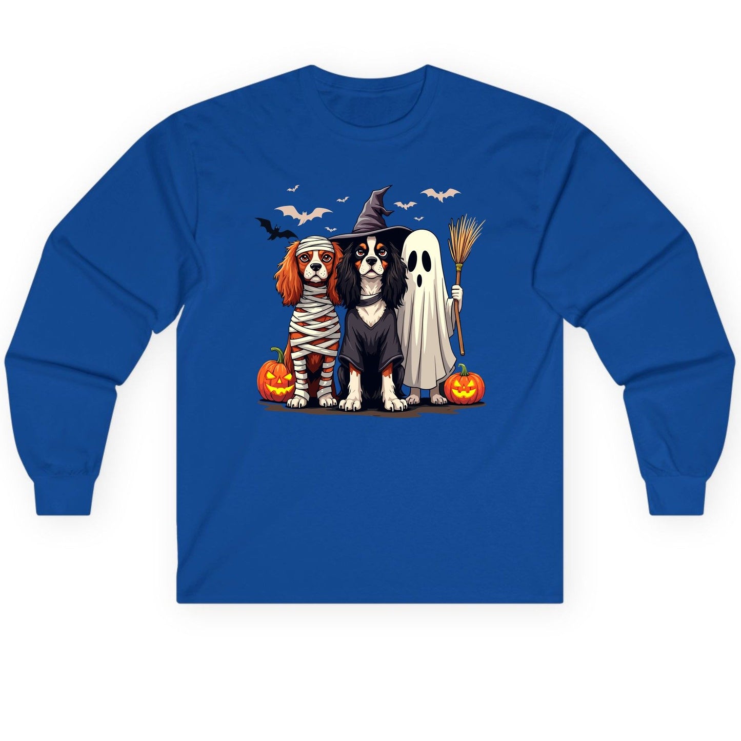 Cavalier Spaniel Halloween Dogs cavalier king charles spaniel Long Sleeve Tee Royal product mockup