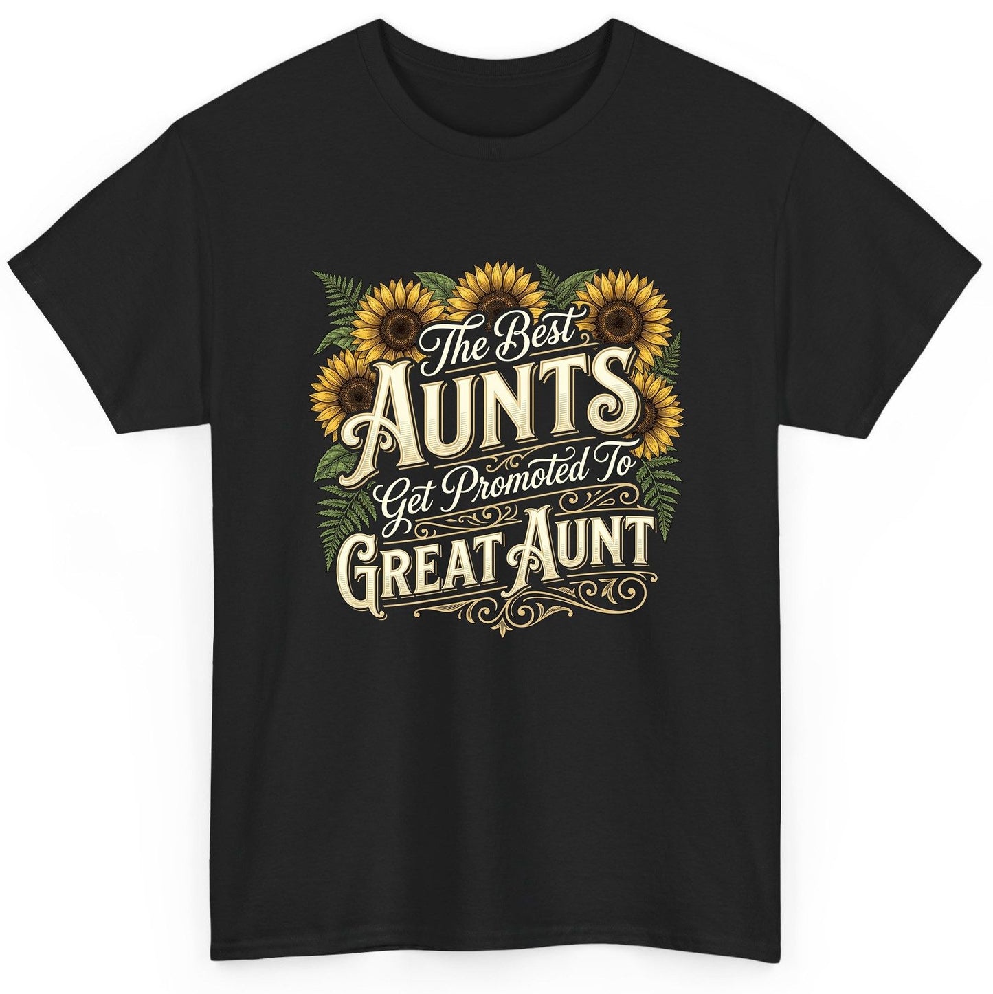 The Best AUNTS Get Promoted to GREAT AUNT Retro T-Shirt - product mockup - Black
