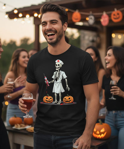 Spooky Skeleton Nurse Halloween skeleton nurse T-Shirt Black lifestyle mockup