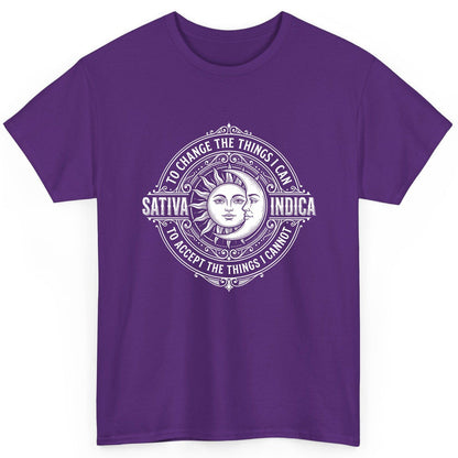 Sativa to Change the Things I Can Indica to Accept the Things T-Shirt - product mockup - Purple