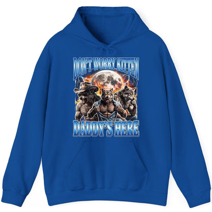 Don't Worry Kitten Daddy's Here werewolf Hoodie Royal product mockup