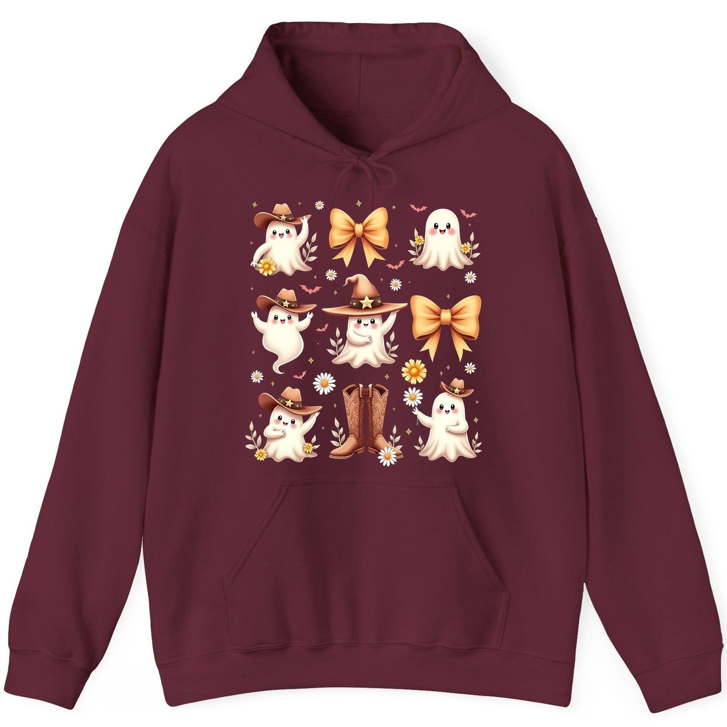 Boo Haw Cute Ghost cute ghost Hoodie Maroon product mockup