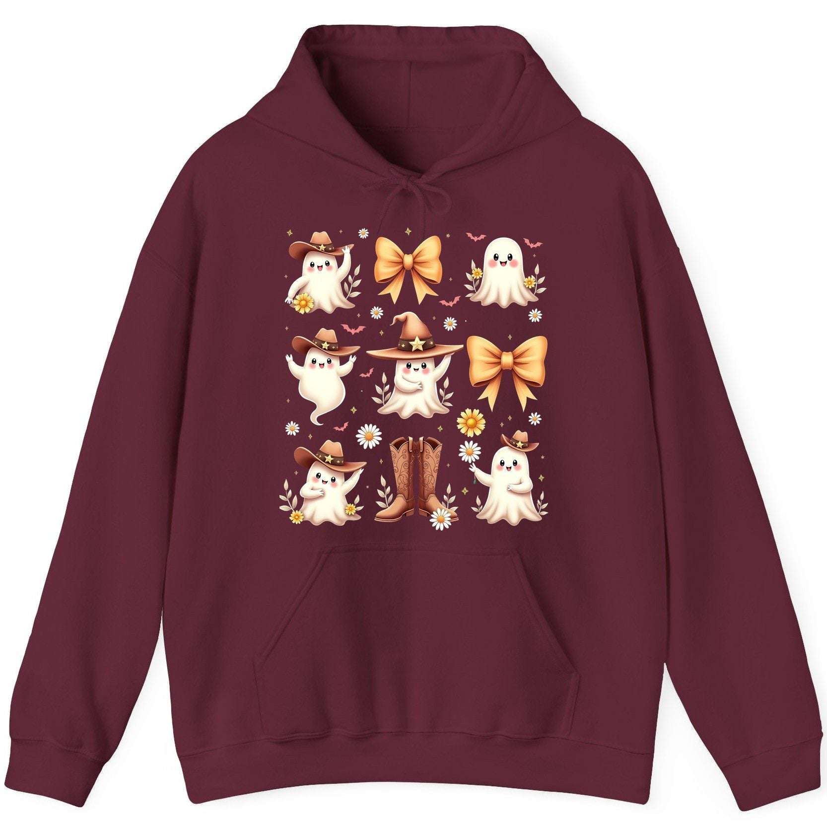 Boo Haw Cute Ghost cute ghost Hoodie Maroon product mockup