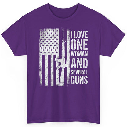 I LOVE ONE WOMAN AND Several GUNS Funny Pro-Gun T-Shirt - product mockup - Purple