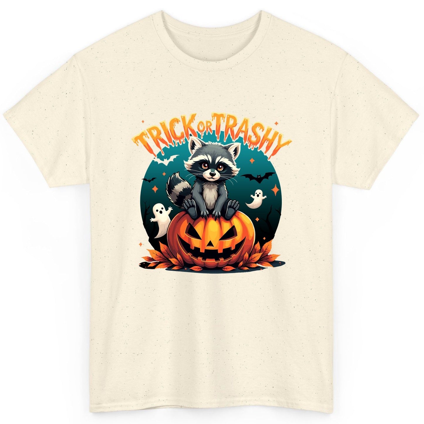 Trick or Trashy Halloween raccoon T-Shirt Natural product mockup
