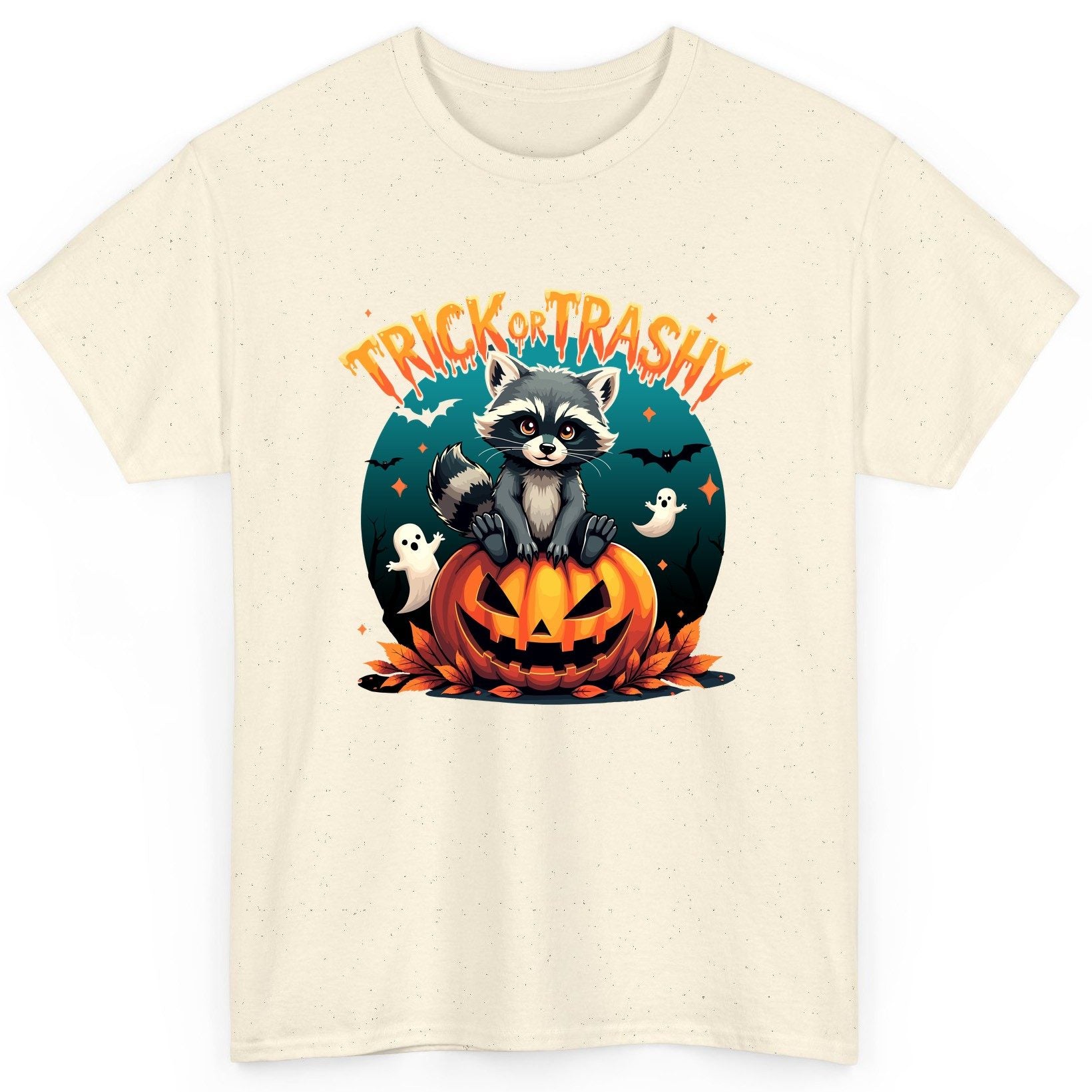 Trick or Trashy Halloween raccoon T-Shirt Natural product mockup
