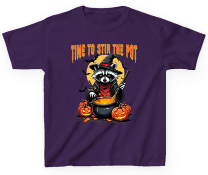 Time to Stir the Pot Halloween raccoon Youth T-Shirt Purple product mockup