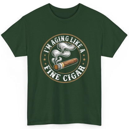 I'm Aging Like a Fine Cigar cigar smoking T-Shirt Forest Green product mockup