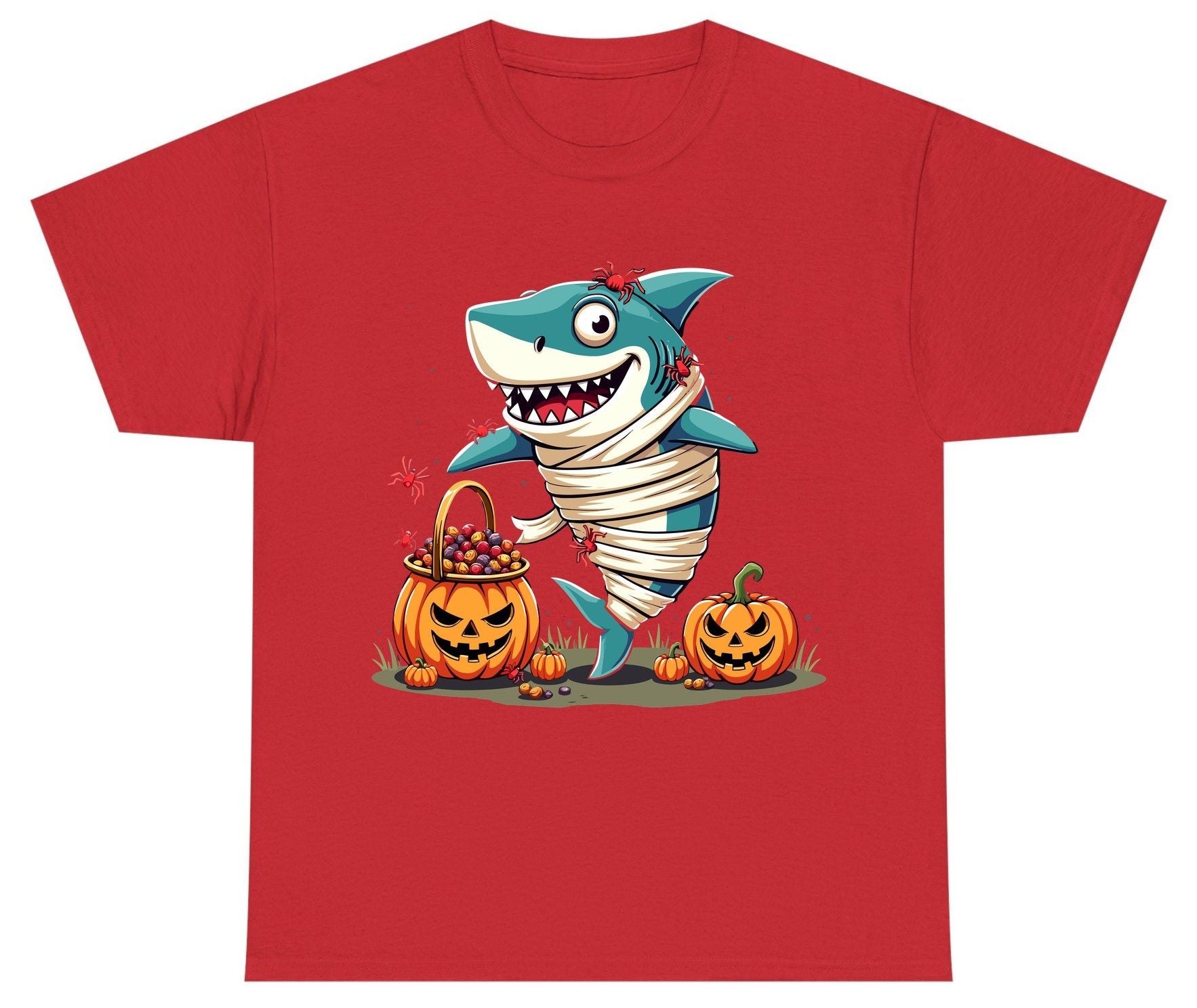 Mummy Shark Halloween shark Youth T-Shirt Red product mockup