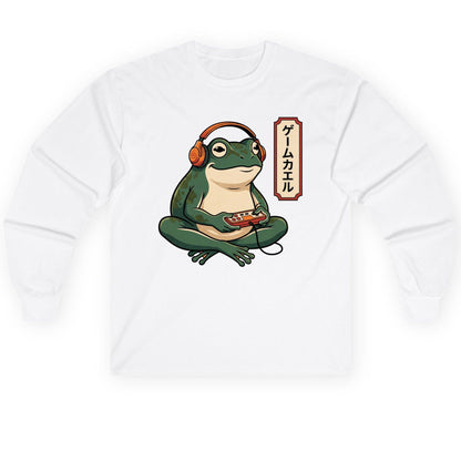 ゲームカエル gamer frog Long Sleeve Tee White product mockup