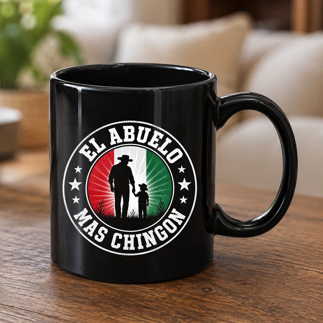 El Abuelo Mas Chingon mexican grandfather Black Mug Black product mockup