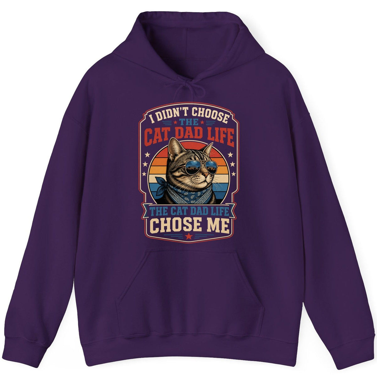 I Didn't Choose the Cat Dad Life the Cat Dad Life Chose Me cat Hoodie Purple product mockup