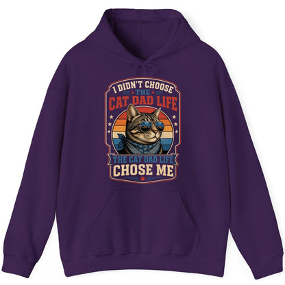 I Didn't Choose the Cat Dad Life the Cat Dad Life Chose Me cat Hoodie Purple product mockup