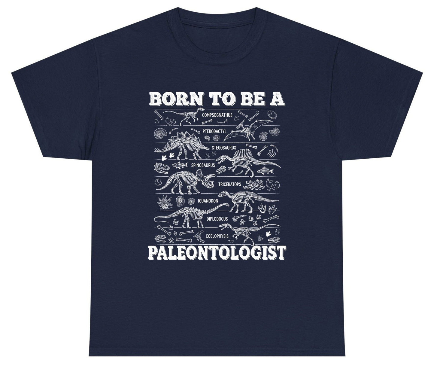 Born to Be a Paleontologist dinosaur skeletons Youth T-Shirt Navy product mockup