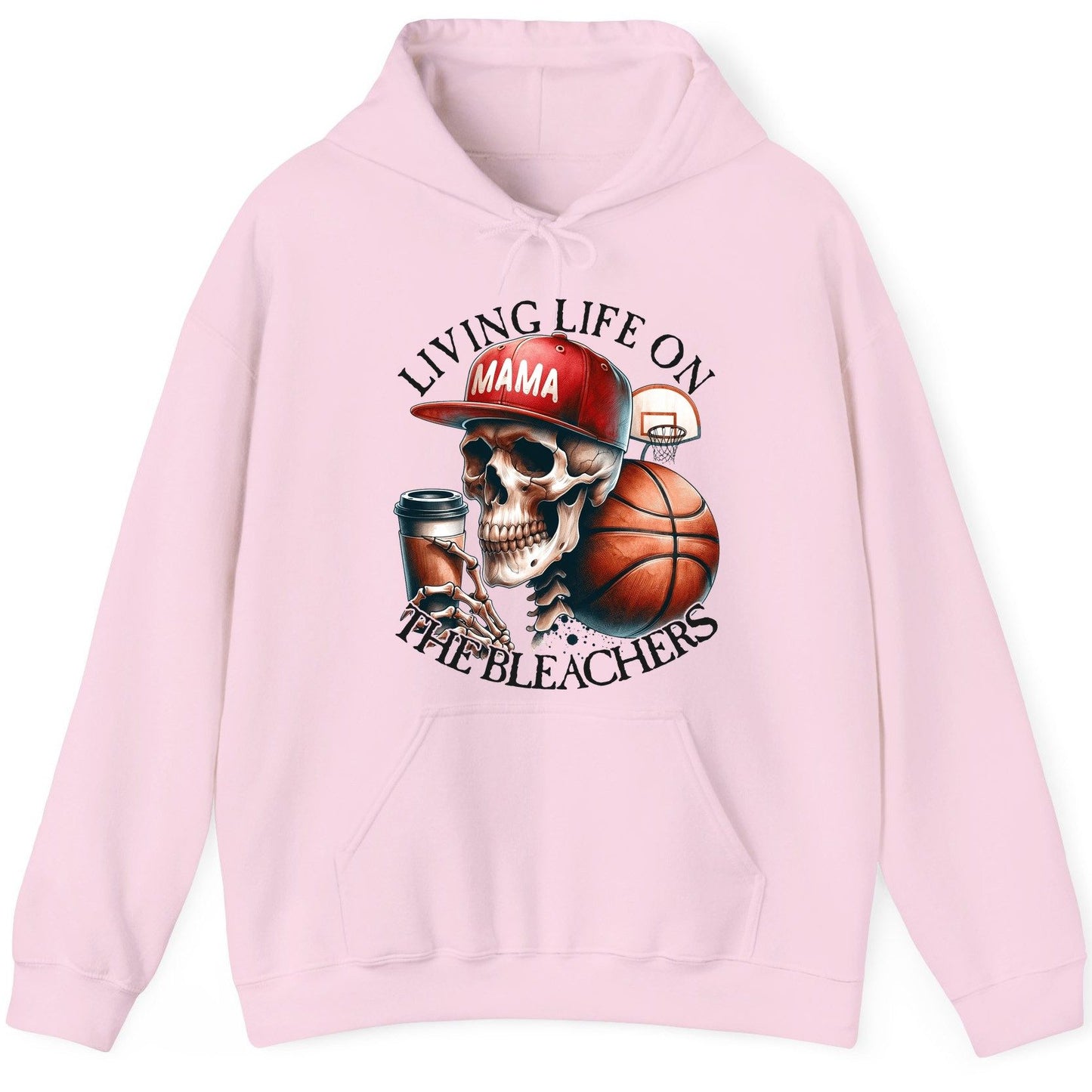 Living Life on the Bleachers Mama basketball mom Hoodie Light Pink product mockup