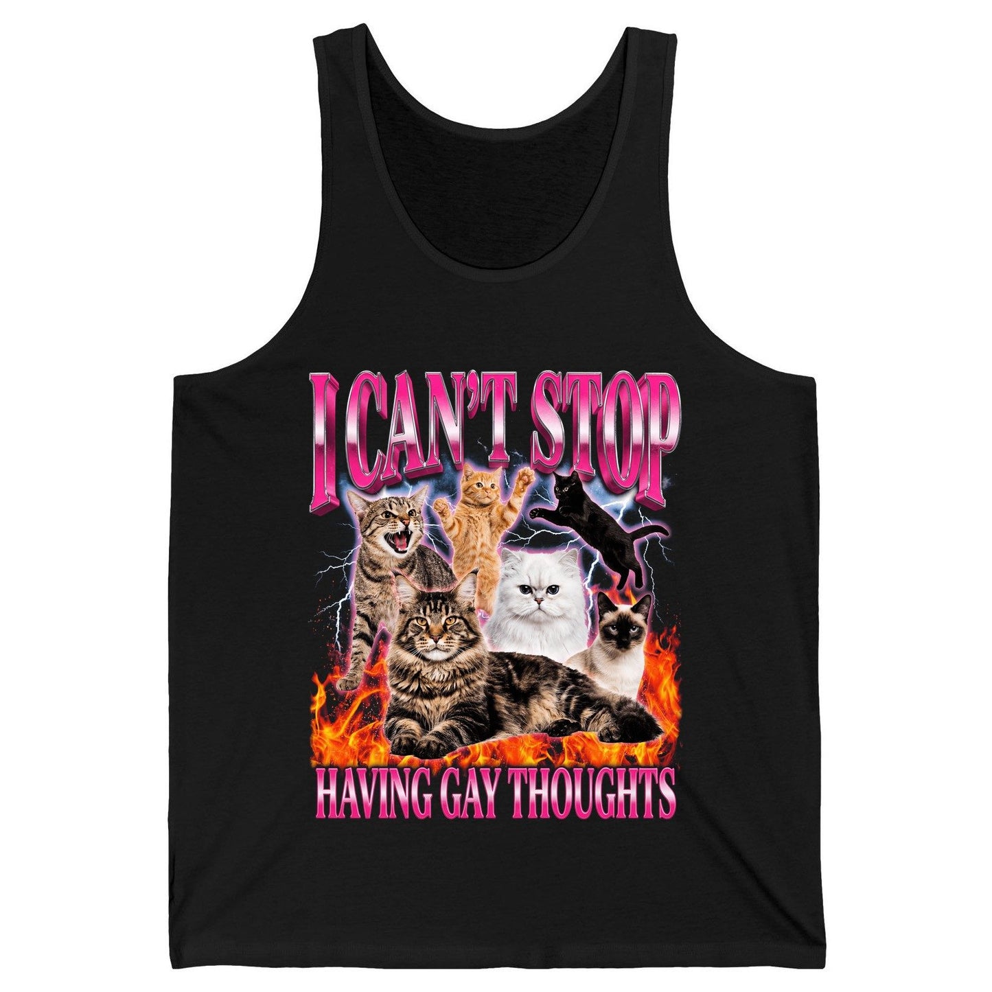 I Can't Stop Having Gay Thoughts cats Tank Top Black product mockup