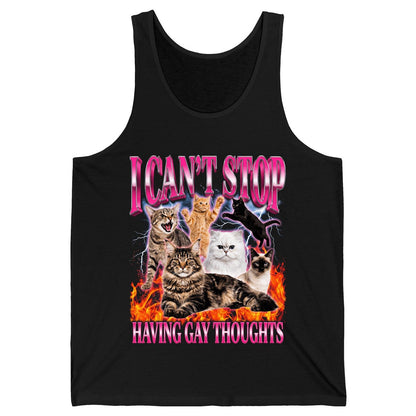 I Can't Stop Having Gay Thoughts cats Tank Top Black product mockup
