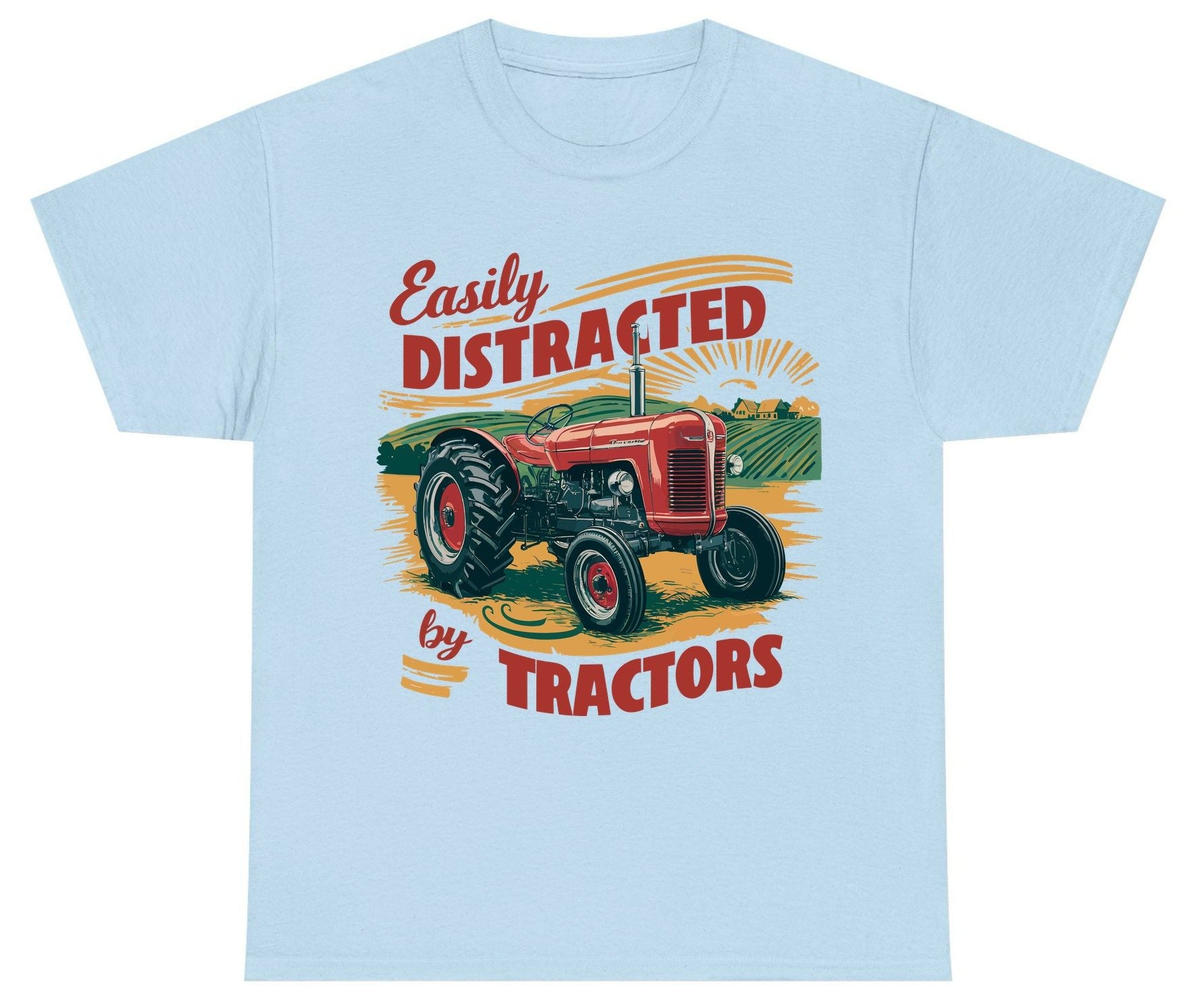 Easily Distracted by Tractors vintage tractor Youth T-Shirt Light Blue product mockup