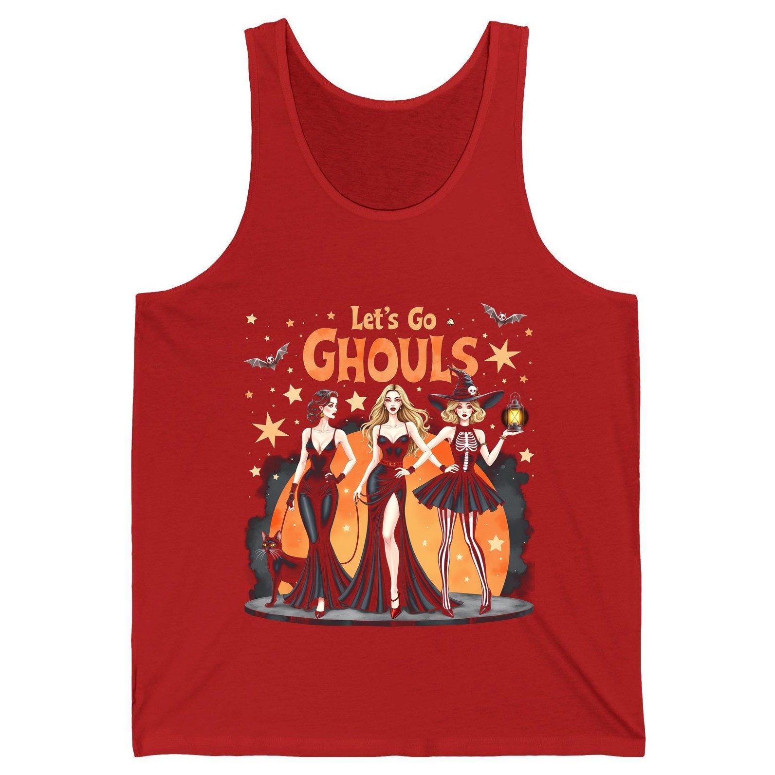 Let's Go Ghouls Halloween women Tank Top Red product mockup