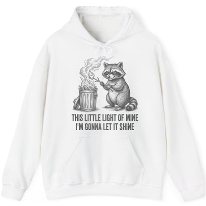 THIS LITTLE LIGHT OF MINE I'M GONNA LET IT SHINE Raccoon Hoodie White product mockup