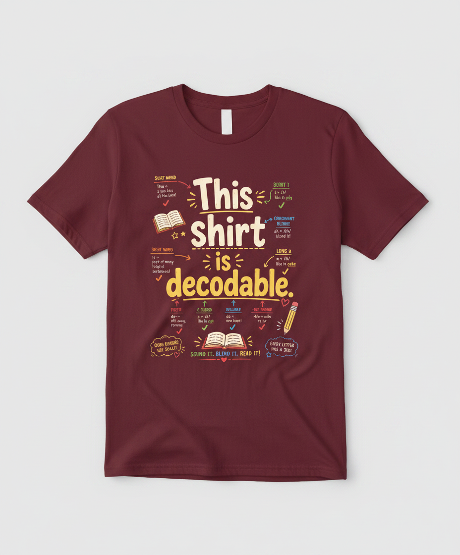 This Shirt Is Decodable Phonics Teacher T-Shirt - Maroon