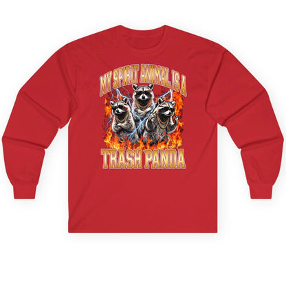 My Spirit Animal Is a Trash Panda raccoon Long Sleeve Tee Red product mockup