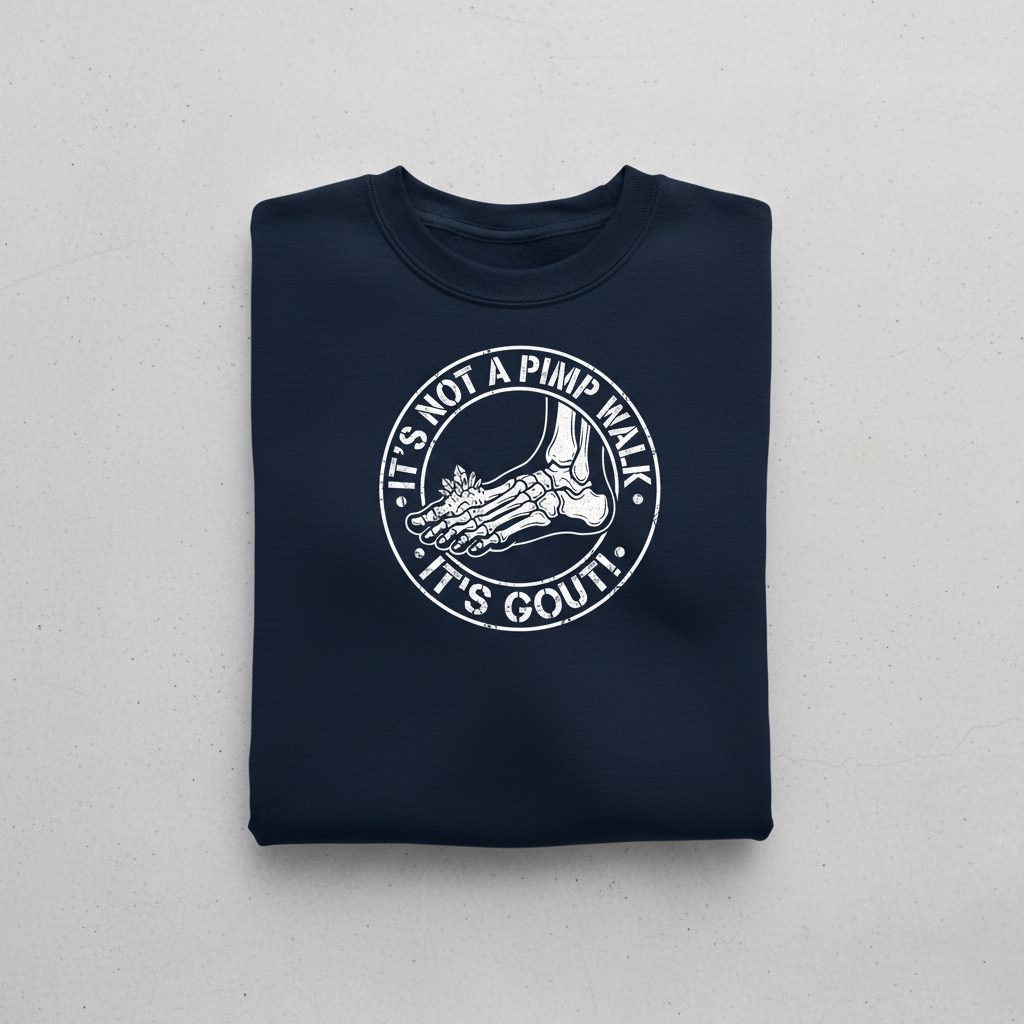 IT'S NOT a PIMP WALK IT'S GOUT Funny People Sweatshirt - product mockup - Navy