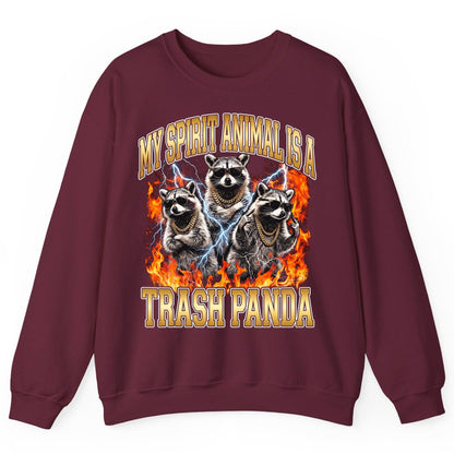 My Spirit Animal Is a Trash Panda raccoon Sweatshirt Maroon product mockup