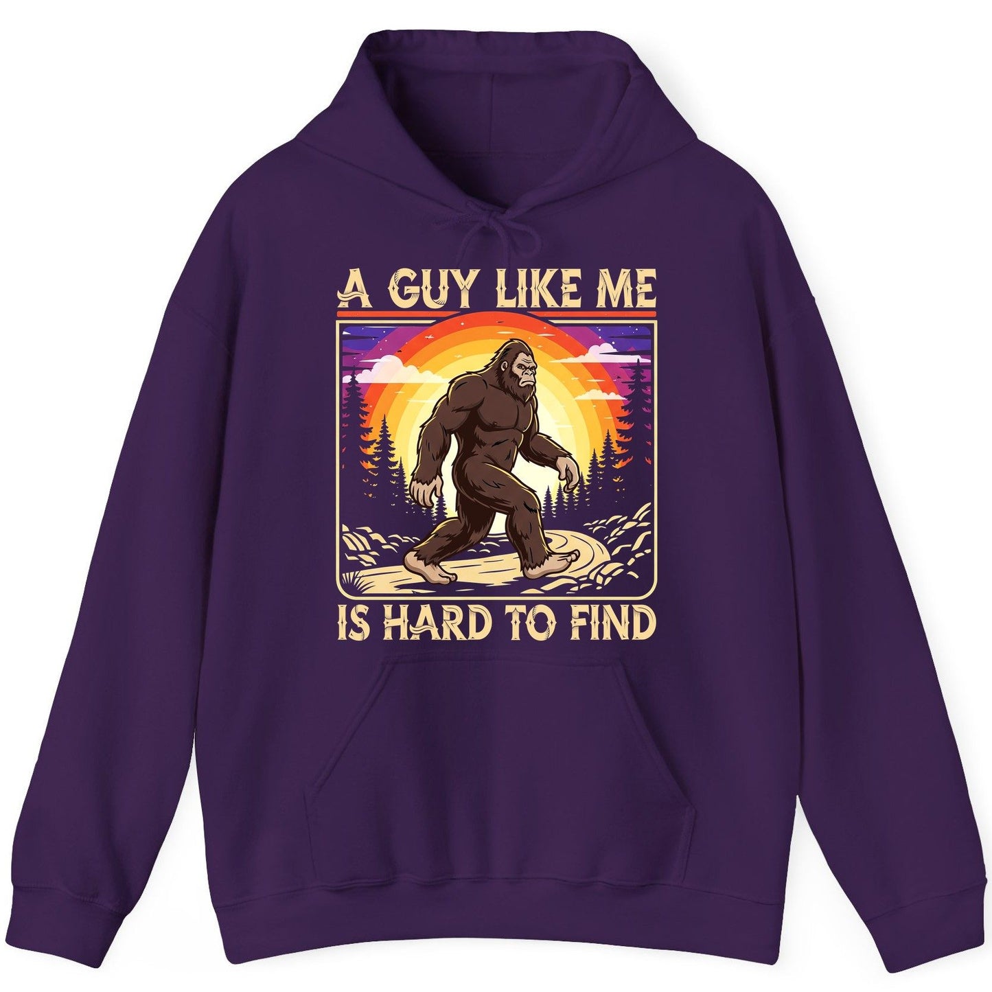 A Guy Like Me Is Hard to Find bigfoot Hoodie Purple product mockup