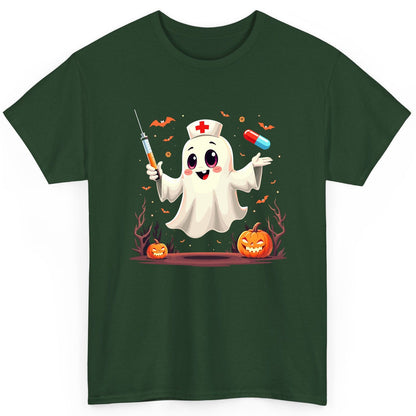 Cute Ghost Nurse Halloween ghost nurse T-Shirt Forest Green product mockup
