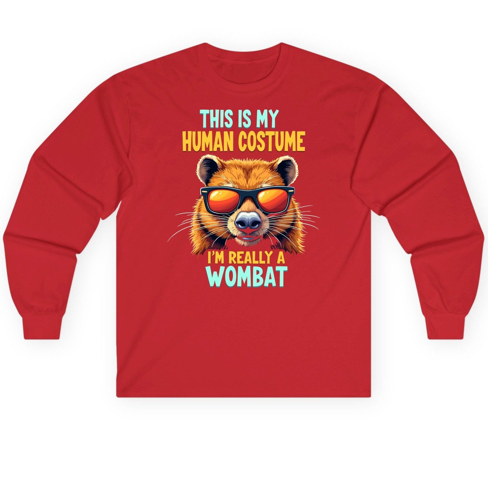 This Is My Human Costume I'm Really a Wombat wombat Long Sleeve Tee Red product mockup