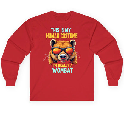 This Is My Human Costume I'm Really a Wombat wombat Long Sleeve Tee Red product mockup